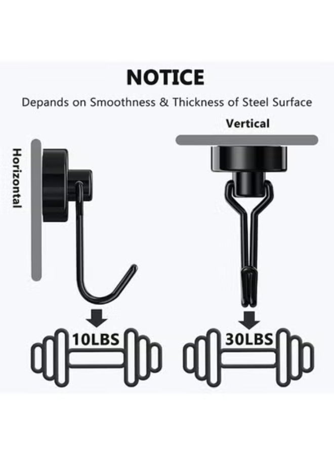 fantasize Magnetic Hooks, Heavy Duty Strong Neodymium Magnet Hook 30 Lbs with Rust Proof for Indoor Outdoor Hanging, Refrigerator, Grill, Kitchen, Key Holder, Locker, Classroom, Black, Pack - Image 4